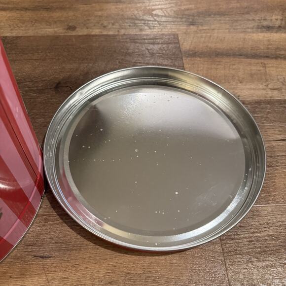 Garrett Popcorn Shops Tin Empty Pink Stripes 7" Tall 9" Diameter Chicago - Picture 7 of 13